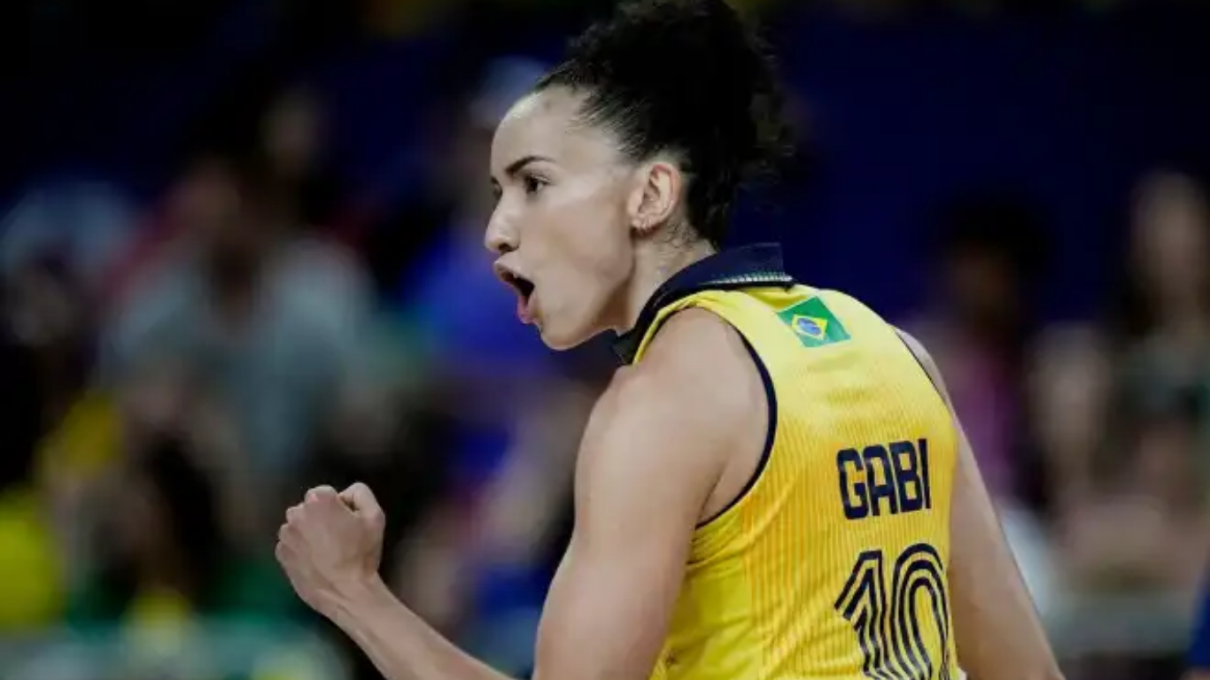 Gabi Guimarães em jogo da Seleção Brasileira Feminina de Vôlei em Paris 2024