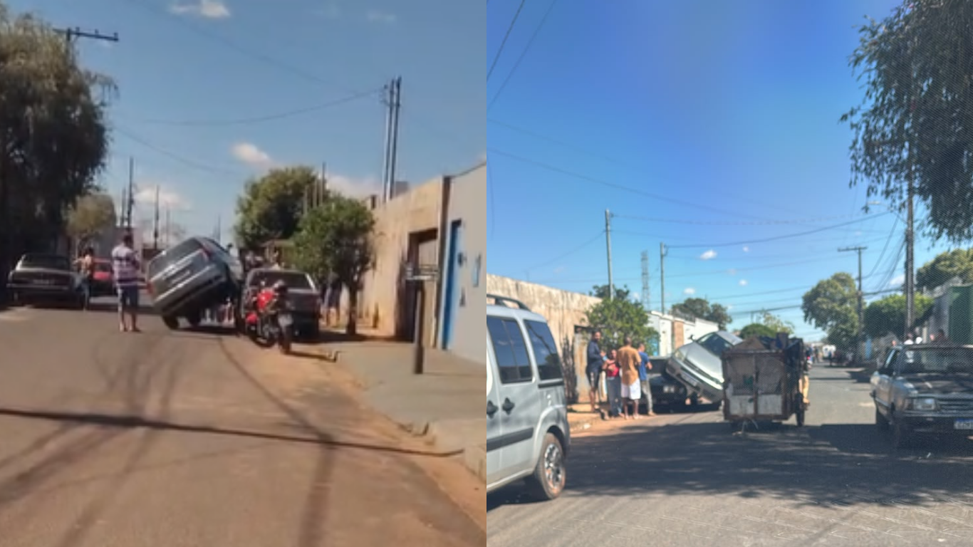 Carros ficam "empilhados" após acidente no Canaã