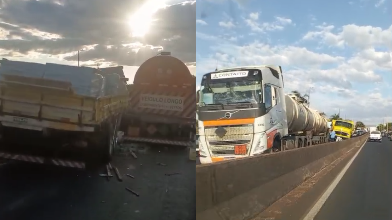 Acidente entre dois caminhões na BR-050