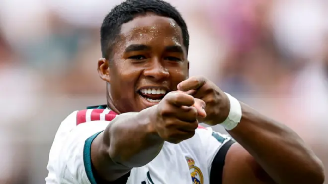 Endrick comemora gol pelo Real Madrid