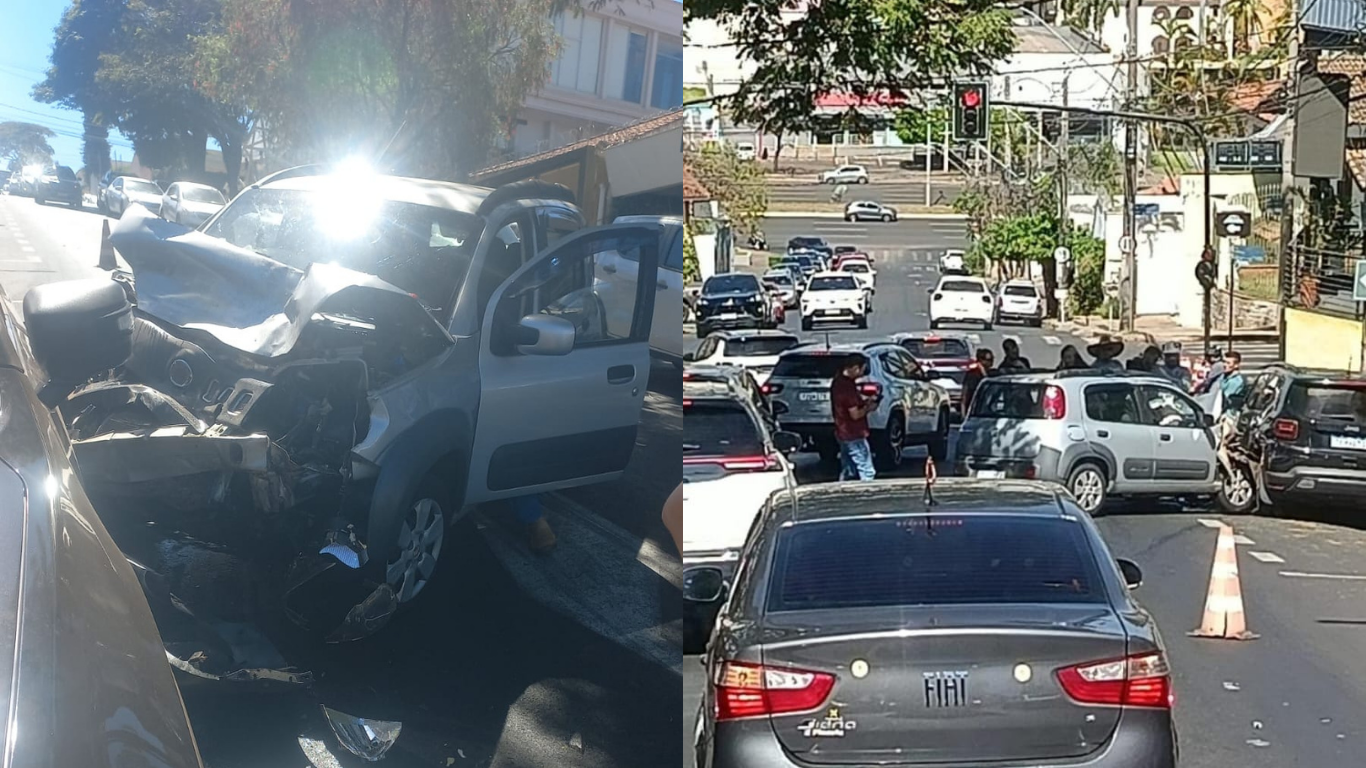 Colisão entre carros mobiliza o SAMU na Rua Augusto César, próximo à Avenida Rondon Pacheco