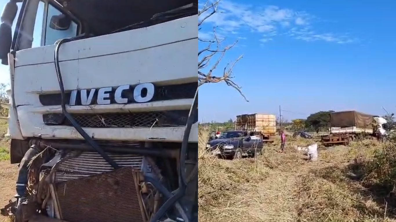 Carreta carregada com 57 toneladas de soja tomba na MGC-497, em Uberlândia