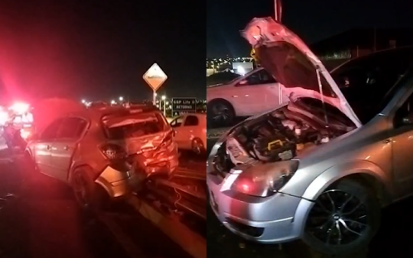 Grave acidente entre dois carros deixa feridos no Anel Viário Sul, em Uberlândia