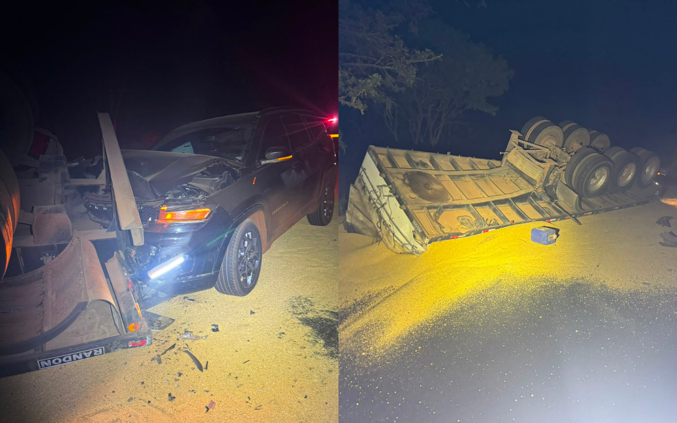 Acidente na MGC-452 deixa um morto após colisão entre carro e semirreboque de bitrem em Tupaciguara