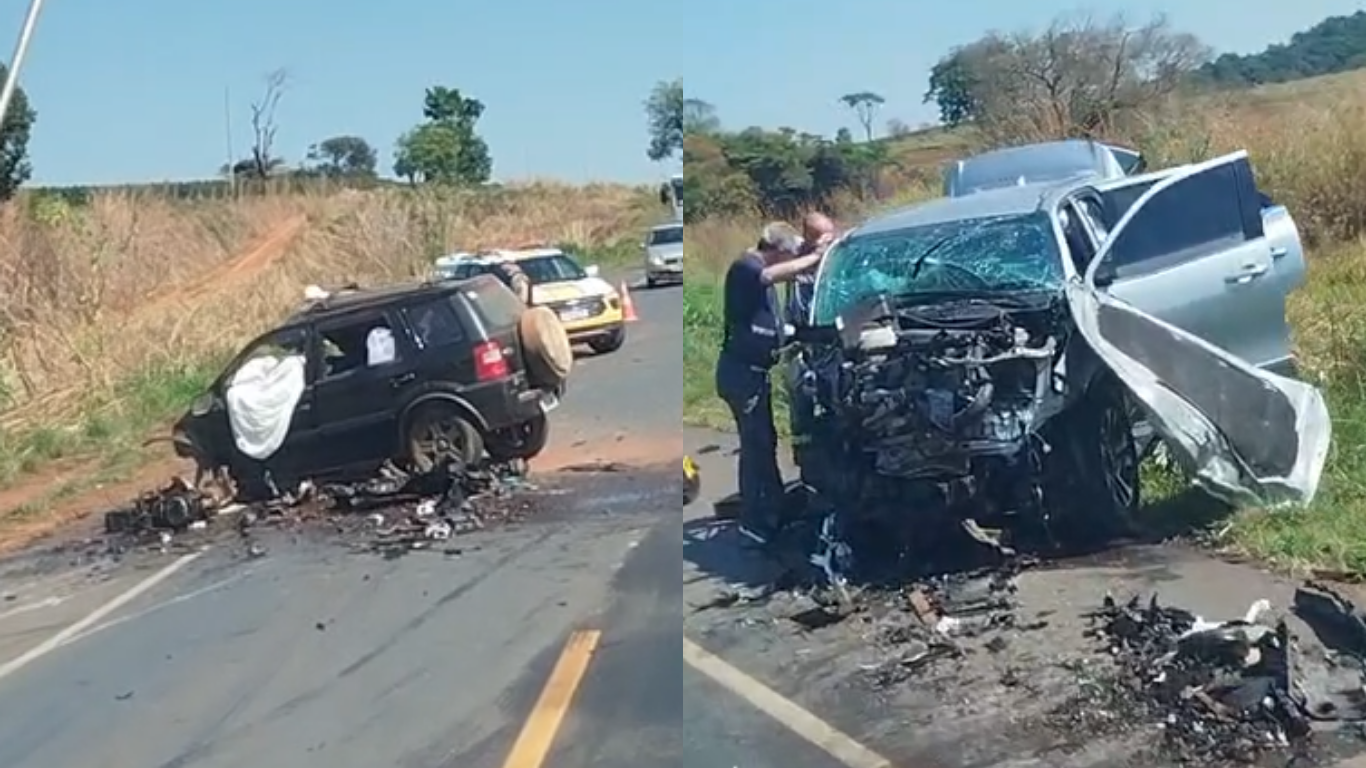 Colisão frontal entre dois veículos deixa um morto e dois feridos na BR-354 em Rio Paranaíba