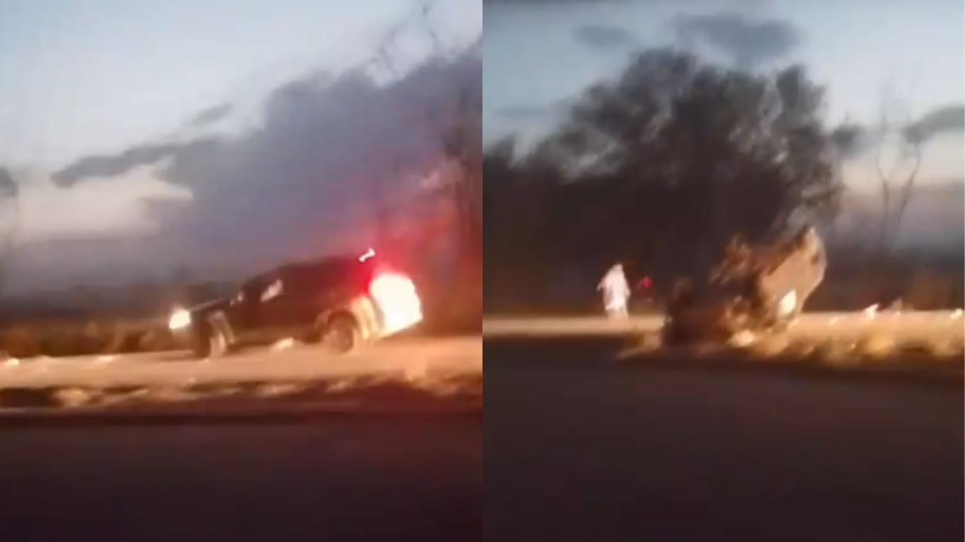 Colisão entre caminhonete e caminhão-pipa causa duplo capotamento na AMG-2595 em Uberaba