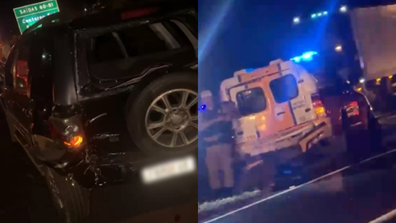 Engavetamento com cinco veículos deixa policial ferido na BR-050 em Uberlândia