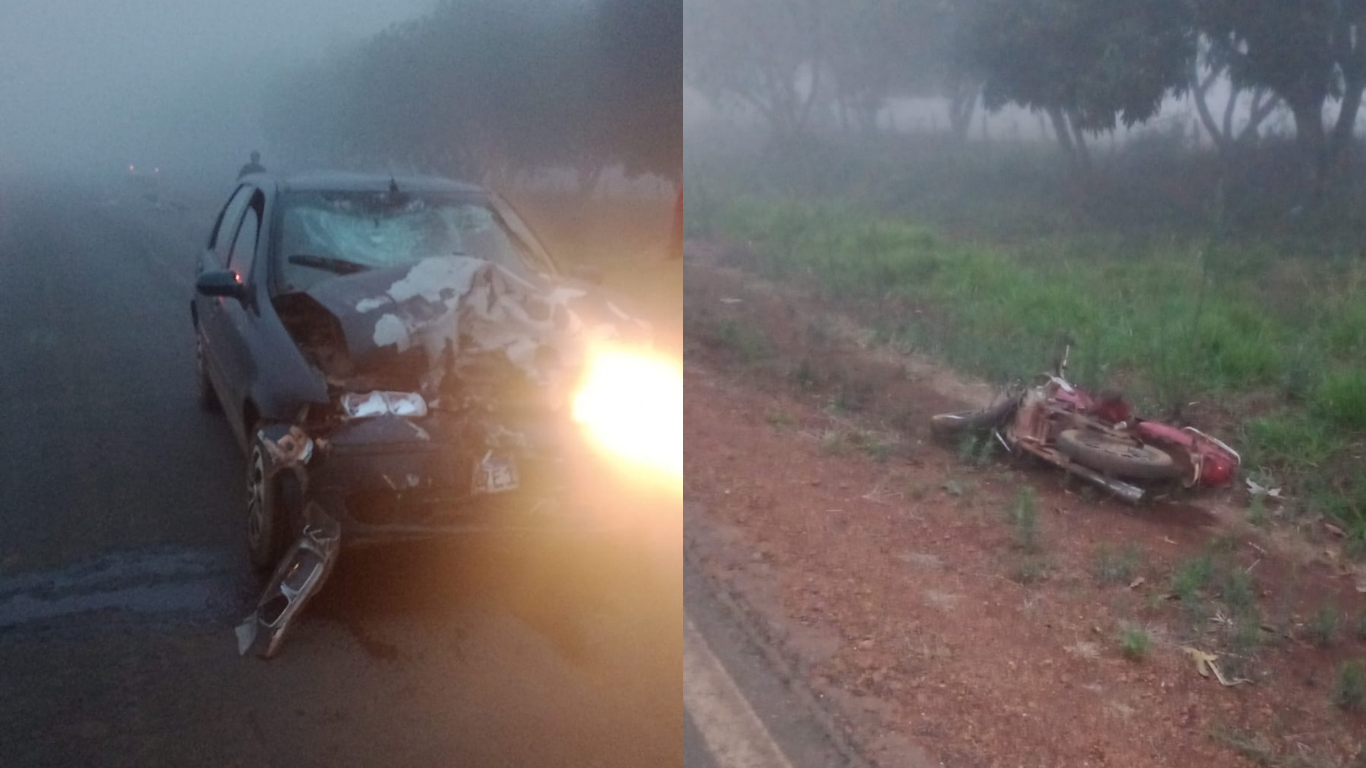 Acidente entre carro e moto deixa uma pessoa morta na AMG-1420, perto de Arapuá