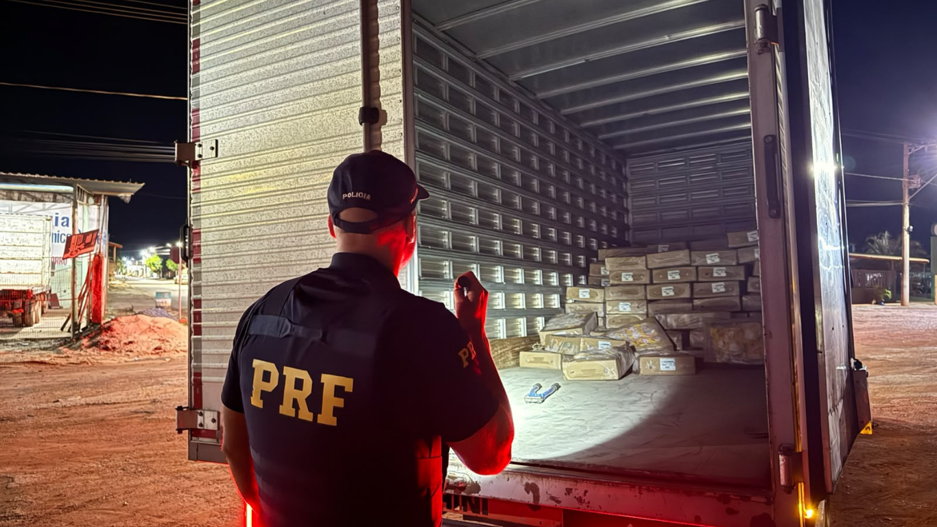 PRF intercepta caminhão furtado e recupera 3,4 toneladas de frango congelado na BR-365