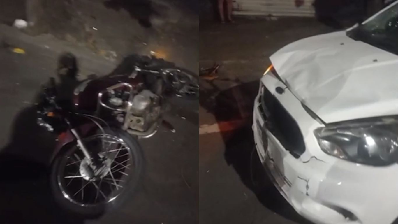 Avanço de semáforo resulta em colisão entre moto e carro no bairro Santa Mônica, em Uberlândia