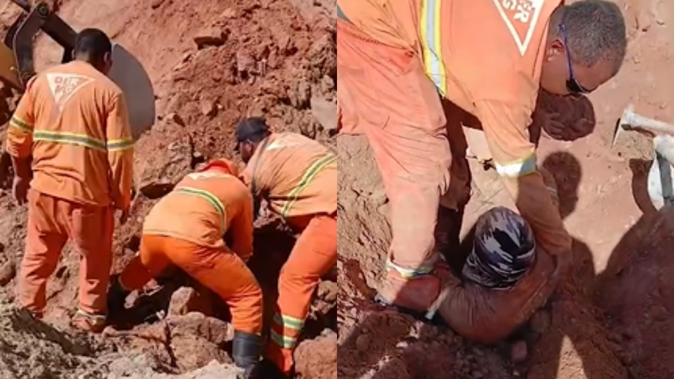 Trabalhador fica soterrado durante obras na MG-414, na Serra da Bocaina, em Araguari