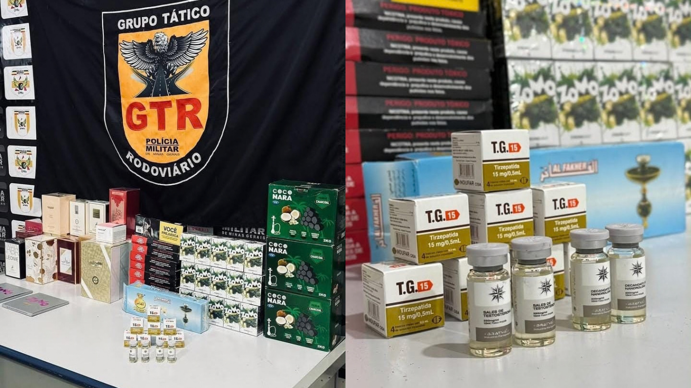 Polícia Militar Rodoviária apreende Tirezepatida, anabolizantes e produtos estrangeiros na MGC-497, em Iturama