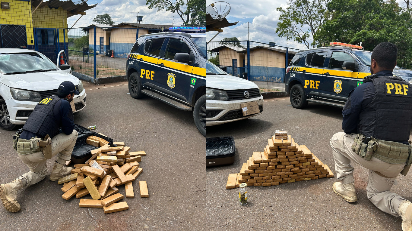 PRF persegue veículo e prende dois homens com 94 tabletes de maconha e skunk em Patos de Minas