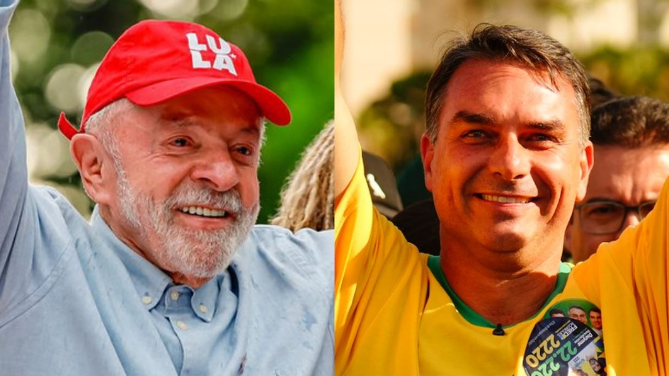 O presidente Luiz Inácio Lula da Silva e o senador Flávio Bolsonaro