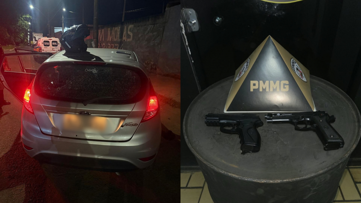 Perseguição policial termina com suspeito baleado, carro roubado recuperado e armas apreendidas em Uberlândia