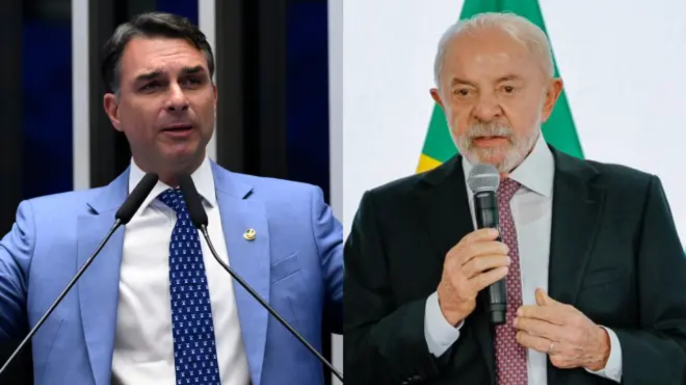 Flávio Bolsonaro (PL) e Lula (PT)