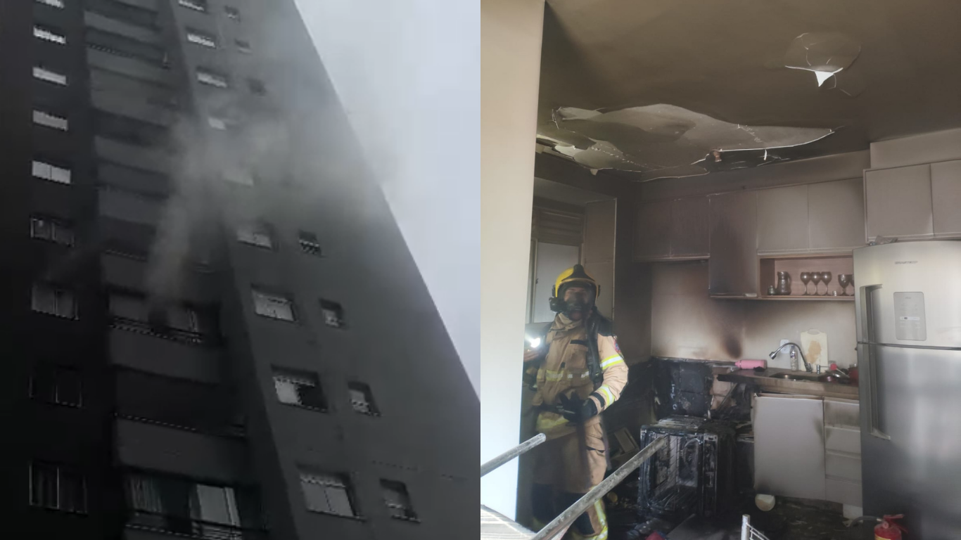 Pão de queijo esquecido no forno causa incêndio em apartamento no Bairro Martins, em Uberlândia