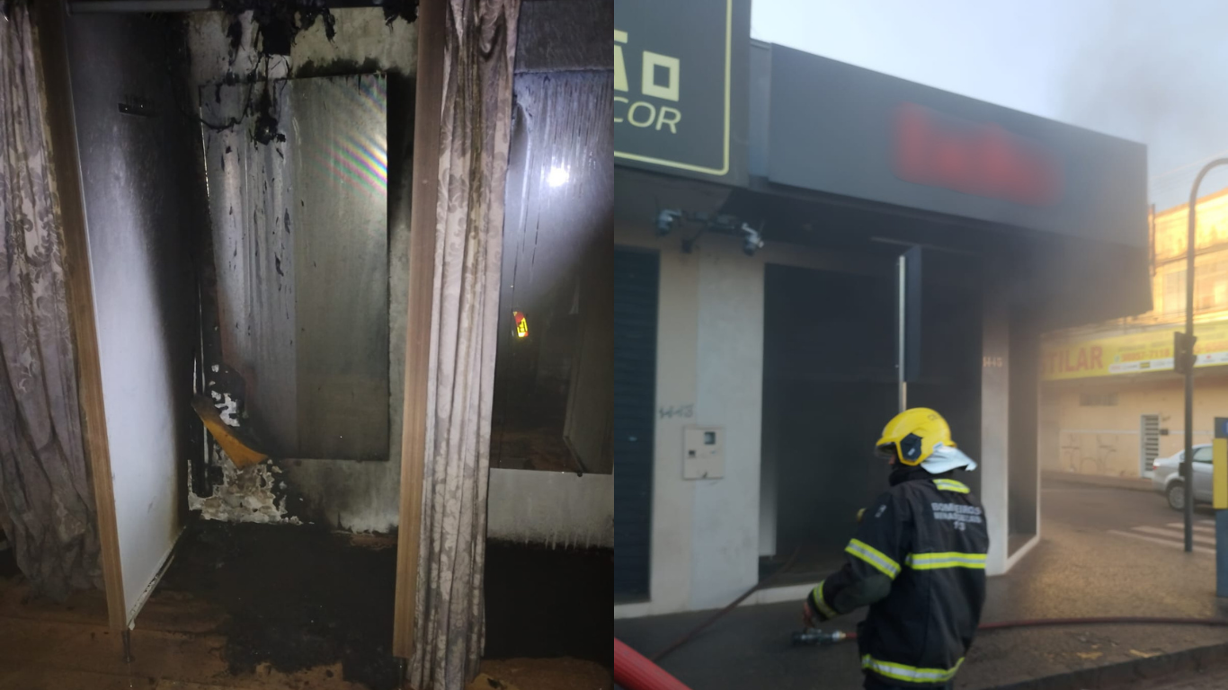 Princípio de incêndio atinge comércio no Centro e mobiliza Corpo de Bombeiros na Av. Floriano Peixoto