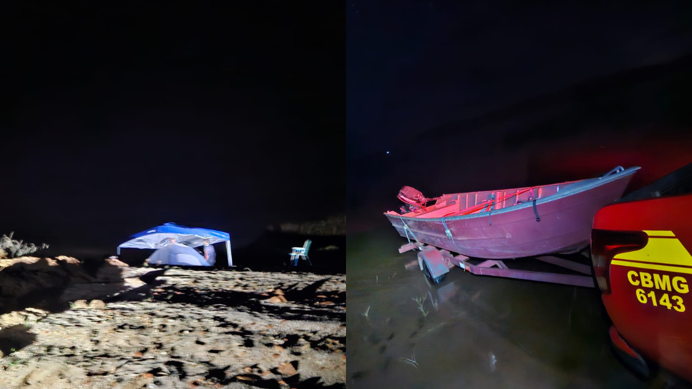 Pai e filho ficam ilhados em ilha no Rio Paranaíba após barco ser levado por correnteza e são resgatados pelos Bombeiros