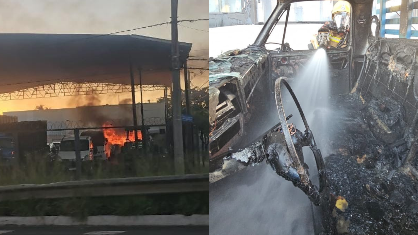 Incêndio atinge caminhonete em garagem no bairro Alto Umuarama e mobiliza Corpo de Bombeiros