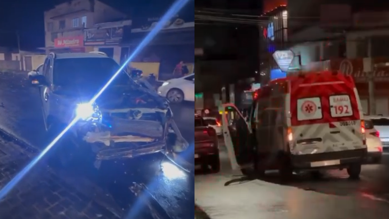 Ambulância do SAMU se envolve em acidente com caminhonete na Avenida Floriano Peixoto, em Uberlândia
