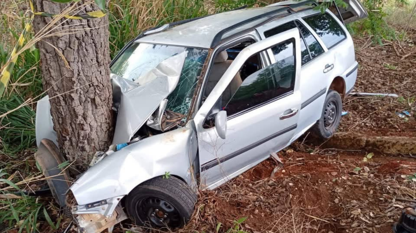 Criança de 9 anos morre após carro sair da pista e bater em árvores na MG-181, em João Pinheiro
