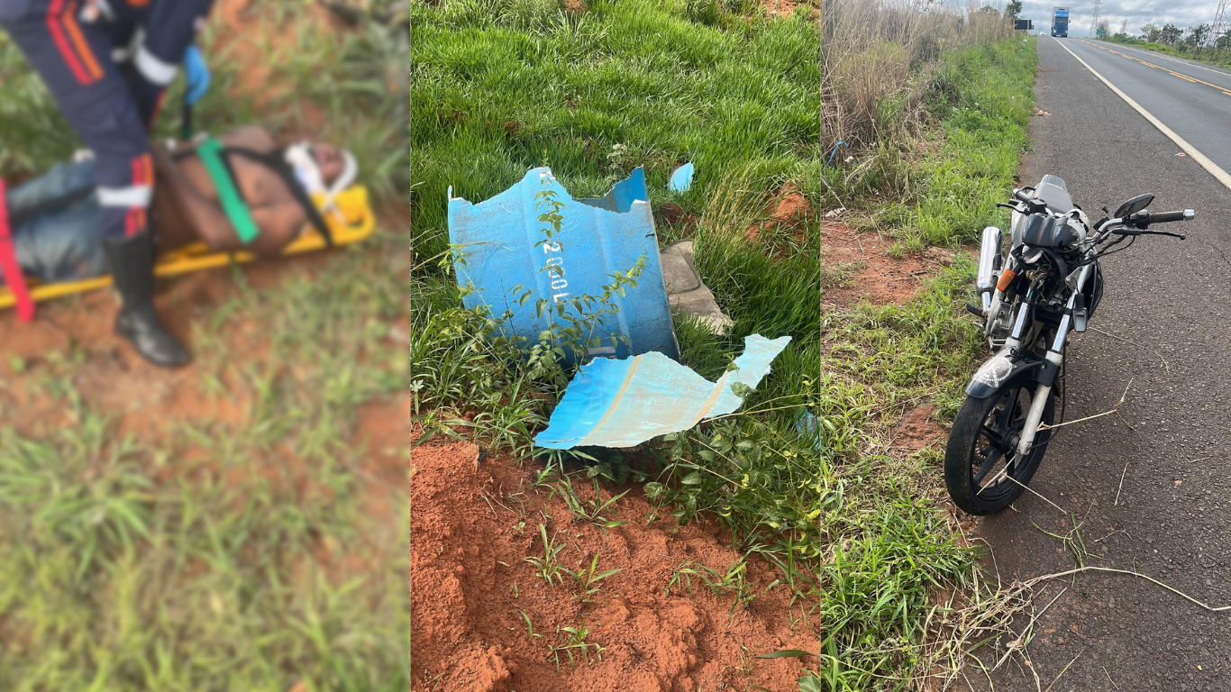 Motociclista é atingido por caixa-d’água que caiu de caminhão no Anel Viário Sul, em Uberlândia