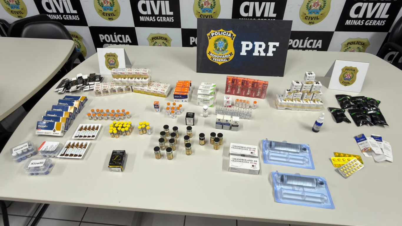 Operação conjunta da Polícia Civil e PRF apreende armas, anabolizantes e medicamentos ilegais em Uberlândia